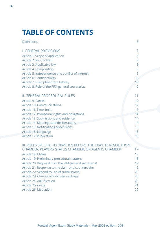 FIFA Procedural Rules Governing the Football Tribunal  - FIFA Agent Exam